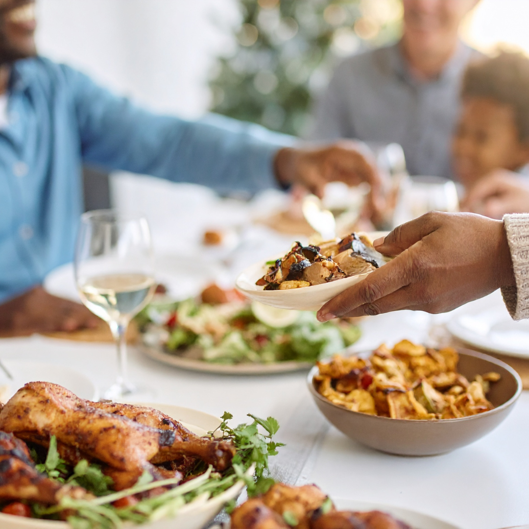Colourful home-cooked dinner shared at a family table in Greensboro, NC