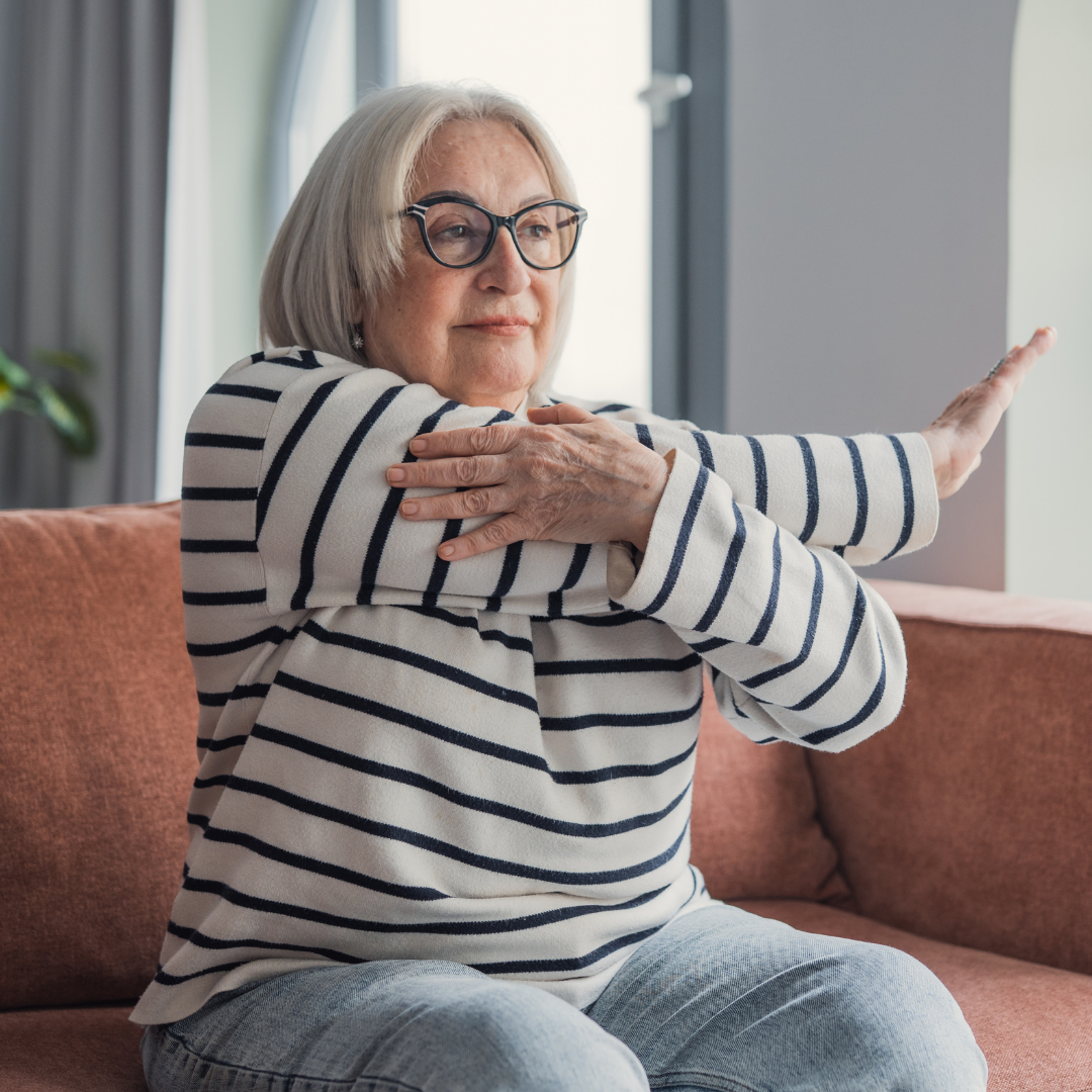 adult woman stretching her joints